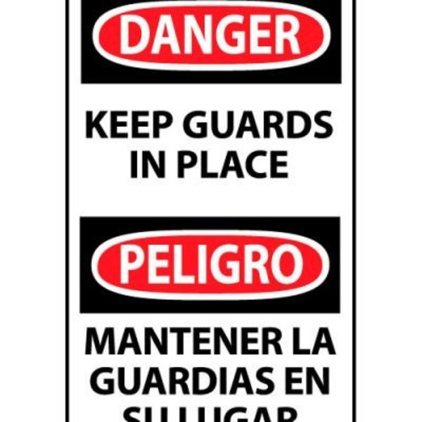 National Marker Co Bilingual Machine Labels - Danger Keep Guards In Place ESD566AP